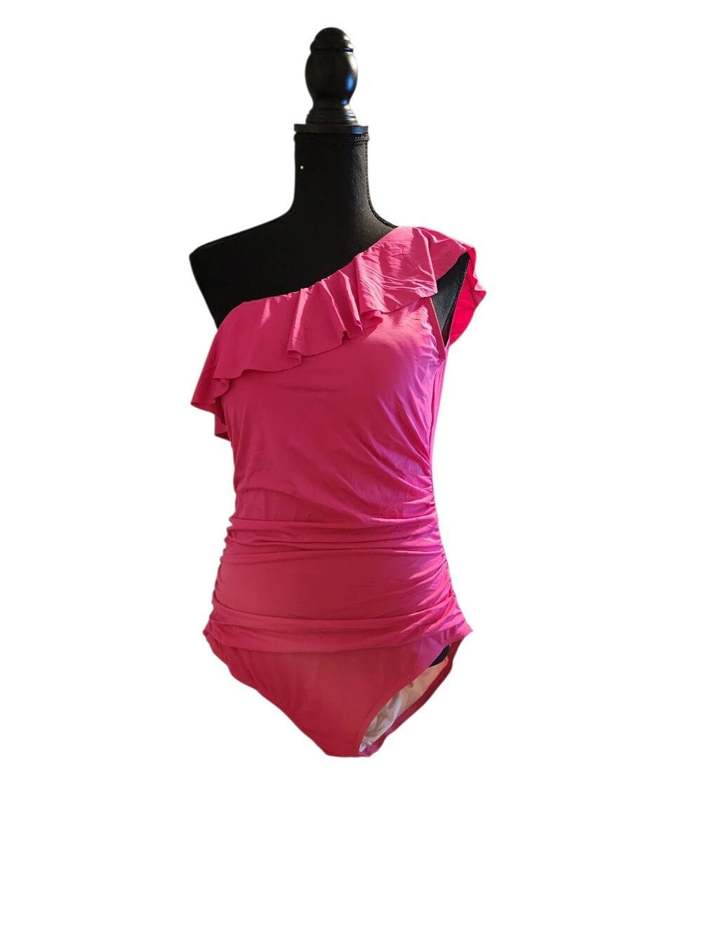 Hilor Women’s One-Shoulder Ruffled Swimsuit in Hot Pink